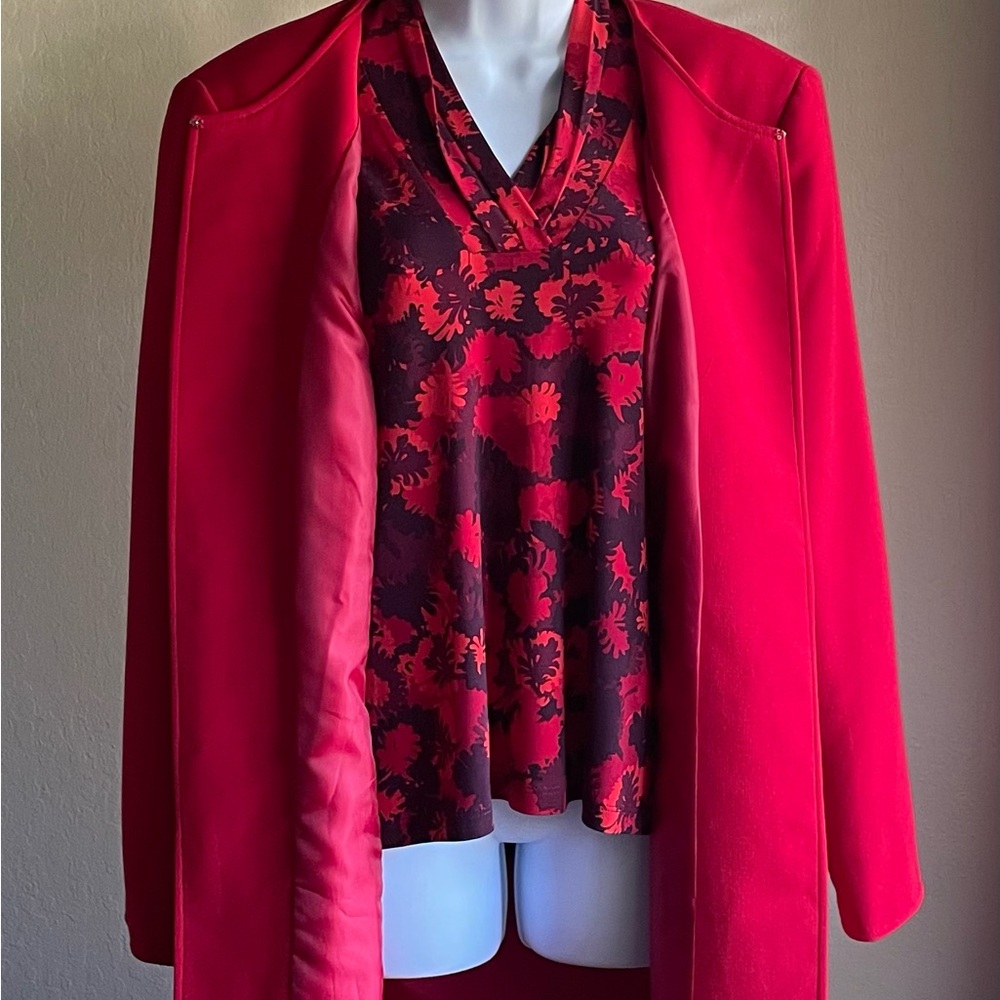 Tahari Topper Coat Women’s Red 16W - Picture 5 of 16